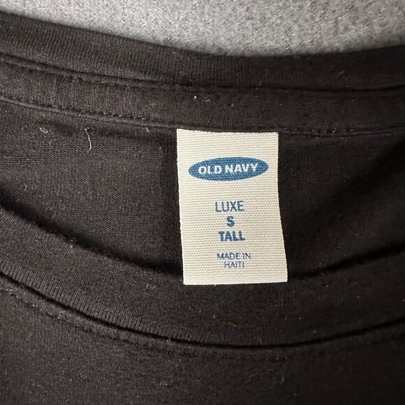 Old Navy Luxe Womens S Tall Black Short Sleeve Thin Round Hem Tee T-shirt Top - Picture 5 of 8